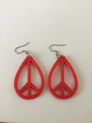 Red peace sign earrings