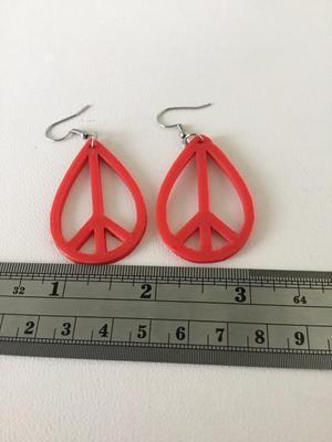 Red peace sign earrings