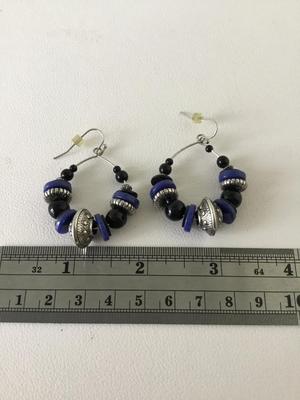 Beautiful black and blue hoop earrings