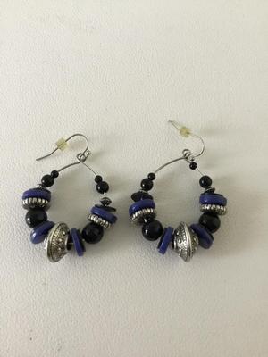 Beautiful black and blue hoop earrings