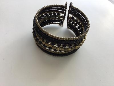 Black gold tone fashion cuff bracelet