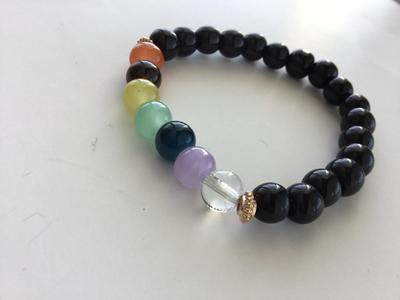 Beautiful colorful multi colored stretchy beaded fashion bracelet