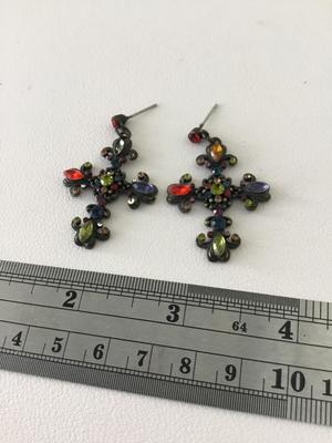 Beautiful colorful cross dangle earrings