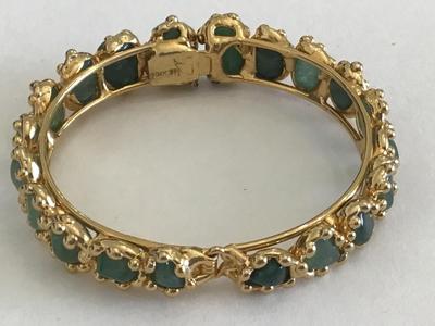 Vintage Mexico Jade Hinged safety Chain Bracelet