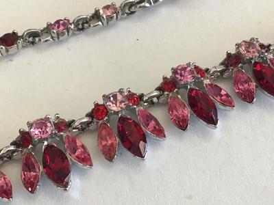 Red and Pink Rhinestone Necklace