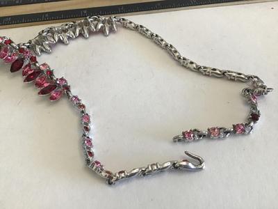 Red and Pink Rhinestone Necklace