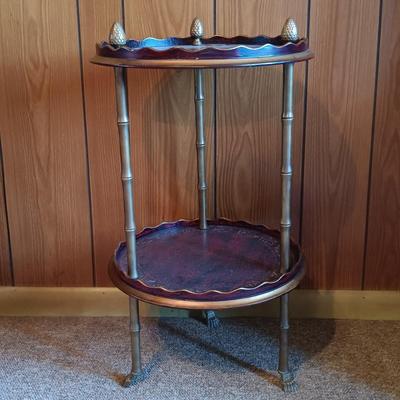 LOT 2: Roseville Pottery Baneda Green Vase w/ Metal-Legged Table