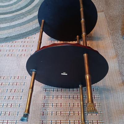 LOT 2: Roseville Pottery Baneda Green Vase w/ Metal-Legged Table