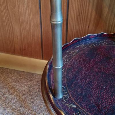 LOT 2: Roseville Pottery Baneda Green Vase w/ Metal-Legged Table