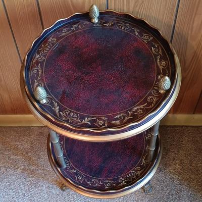 LOT 2: Roseville Pottery Baneda Green Vase w/ Metal-Legged Table