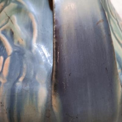 LOT 2: Roseville Pottery Baneda Green Vase w/ Metal-Legged Table