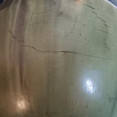 LOT 2: Roseville Pottery Baneda Green Vase w/ Metal-Legged Table