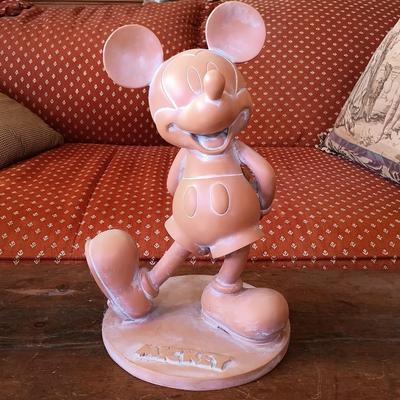 LOT 8: Large Resin Pinocchio Figurine w/ Resin Mickey Mouse Staue and Set of 3 Fairytale Books