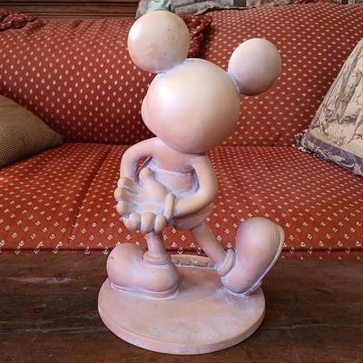 LOT 8: Large Resin Pinocchio Figurine w/ Resin Mickey Mouse Staue and Set of 3 Fairytale Books
