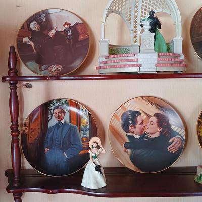 LOT 9: Gone with the Wind Collector's Plates, 1998 Hallmark Scarlett O'Hara Ornament, 1984 Avon Figurine & More