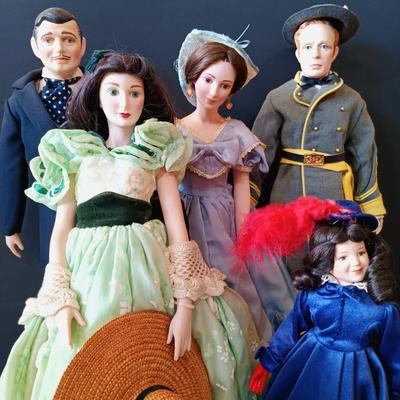 LOT 11: Franklin Mint Heirloom Gone with the Wind 19" and 12" Dolls