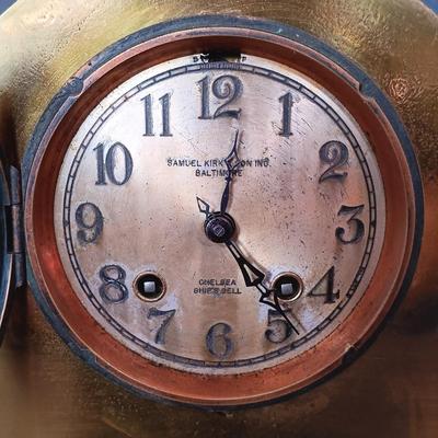 LOT 15: Samuel Kirk & Son Inc. Brass Chelsea Ship's Bell Tambour Mantel Clock