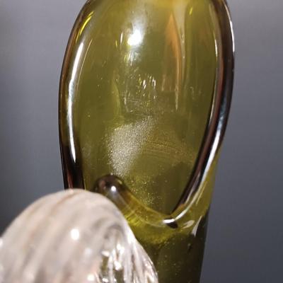 LOT 18: MCM Green Glass Decanter with Cordial Glasses