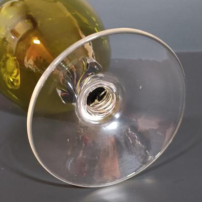 LOT 18: MCM Green Glass Decanter with Cordial Glasses