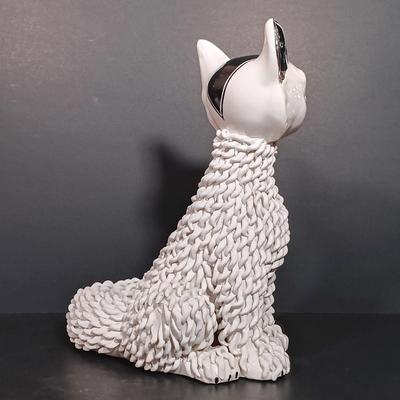 LOT 21: Cast Iron Cat Doorstop, Chalkware Crouching Cat & Italian 'Spaghetti Cat' (Some Broken Fur)