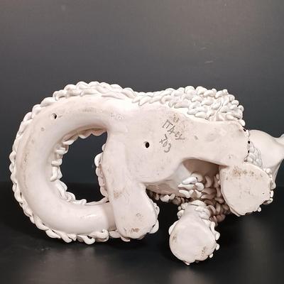 LOT 21: Cast Iron Cat Doorstop, Chalkware Crouching Cat & Italian 'Spaghetti Cat' (Some Broken Fur)