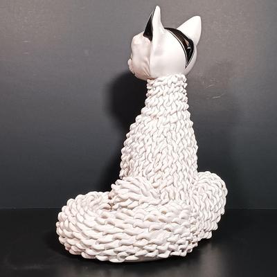 LOT 21: Cast Iron Cat Doorstop, Chalkware Crouching Cat & Italian 'Spaghetti Cat' (Some Broken Fur)