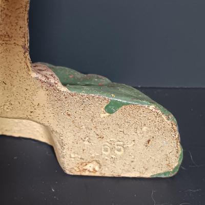 LOT 21: Cast Iron Cat Doorstop, Chalkware Crouching Cat & Italian 'Spaghetti Cat' (Some Broken Fur)