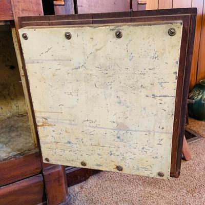 LOT 33: Antique/Early 20th Century Wood and Metal Icebox