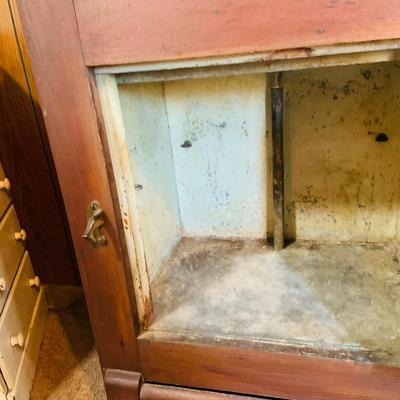 LOT 33: Antique/Early 20th Century Wood and Metal Icebox