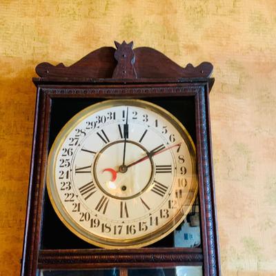 LOT 37: William Gilbert Style Antique Regulator Wood Wall Clock