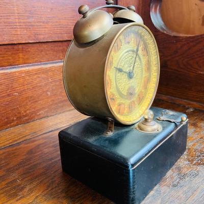 LOT 39: Vintage Possibly Handcrafted Early Twenth Century TIme Piece which Has a Gilbert Wind-up Alam Clock with Battery Operated Light