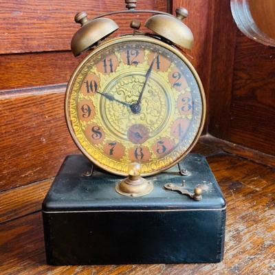 LOT 39: Vintage Possibly Handcrafted Early Twenth Century TIme Piece which Has a Gilbert Wind-up Alam Clock with Battery Operated Light