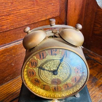 LOT 39: Vintage Possibly Handcrafted Early Twenth Century TIme Piece which Has a Gilbert Wind-up Alam Clock with Battery Operated Light