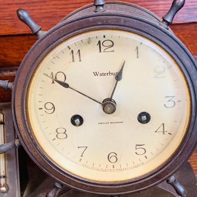 LOT 40: Vintage/Antique Waterbury Bronze Ship Bell Barometer, Clock and Therometer