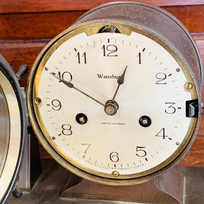 LOT 40: Vintage/Antique Waterbury Bronze Ship Bell Barometer, Clock and Therometer