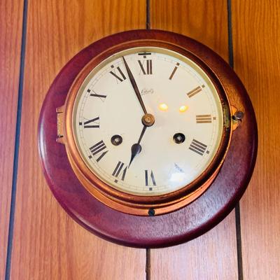 LOT 41: Antique/Vintage Schatz Mounted Copper Ship's Clock
