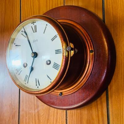 LOT 41: Antique/Vintage Schatz Mounted Copper Ship's Clock