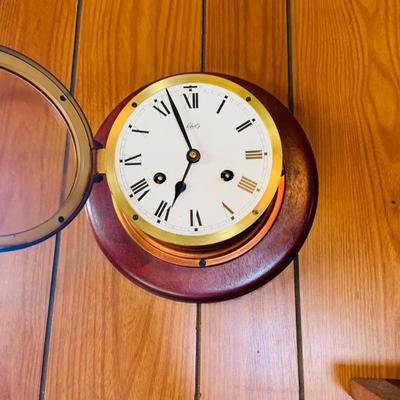 LOT 41: Antique/Vintage Schatz Mounted Copper Ship's Clock