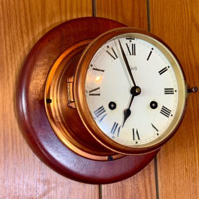 LOT 41: Antique/Vintage Schatz Mounted Copper Ship's Clock