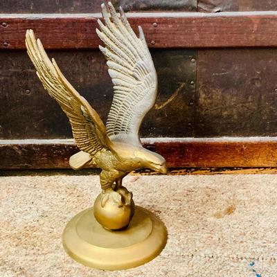 LOT 43: Wood Mounted Brass/Metal Eagles and a Brass Eagle Figure