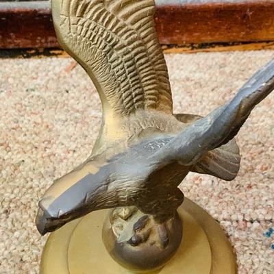 LOT 43: Wood Mounted Brass/Metal Eagles and a Brass Eagle Figure