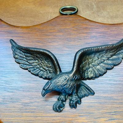 LOT 43: Wood Mounted Brass/Metal Eagles and a Brass Eagle Figure