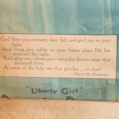 LOT 46: Antique Framed WWI Posters - 'Liberty Girl" and 1918 E.G Renesch "Over The Top"