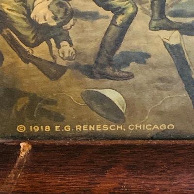 LOT 46: Antique Framed WWI Posters - 'Liberty Girl" and 1918 E.G Renesch "Over The Top"
