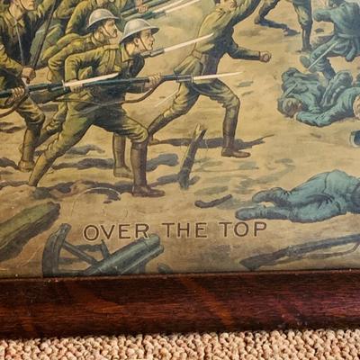 LOT 46: Antique Framed WWI Posters - 'Liberty Girl" and 1918 E.G Renesch "Over The Top"
