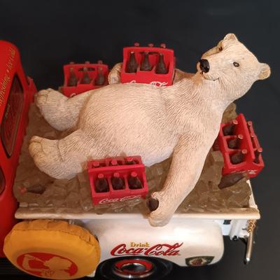 Canister. Danbury Mint Coca-Cola Soda Fountain Clock w/ Coca-Cola Bear Pickup Truck & 1931 Delivery Truck