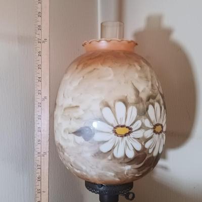 LOT 164: Hand-Painted Glass Hurricane Lamp