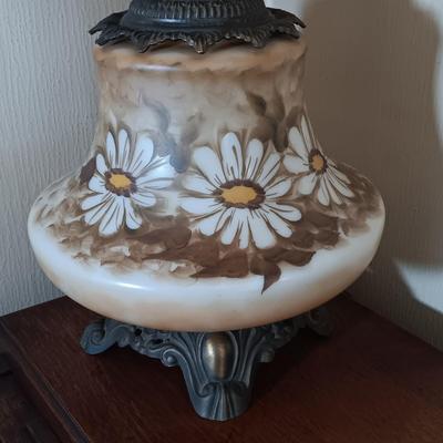 LOT 164: Hand-Painted Glass Hurricane Lamp