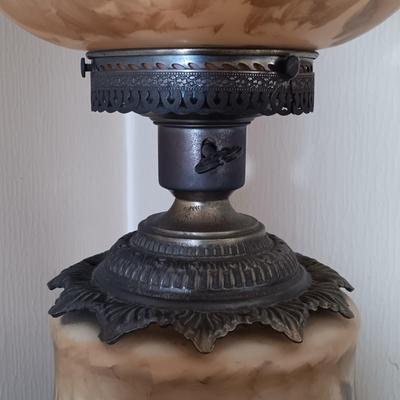 LOT 164: Hand-Painted Glass Hurricane Lamp