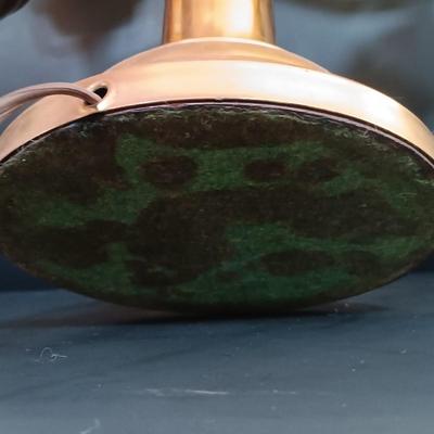 LOT 170: Brass Electrified Student Lamp with Yellow Glass Shades